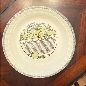 Vintage Apple Pie Recipe Ceramic Pie Plate
